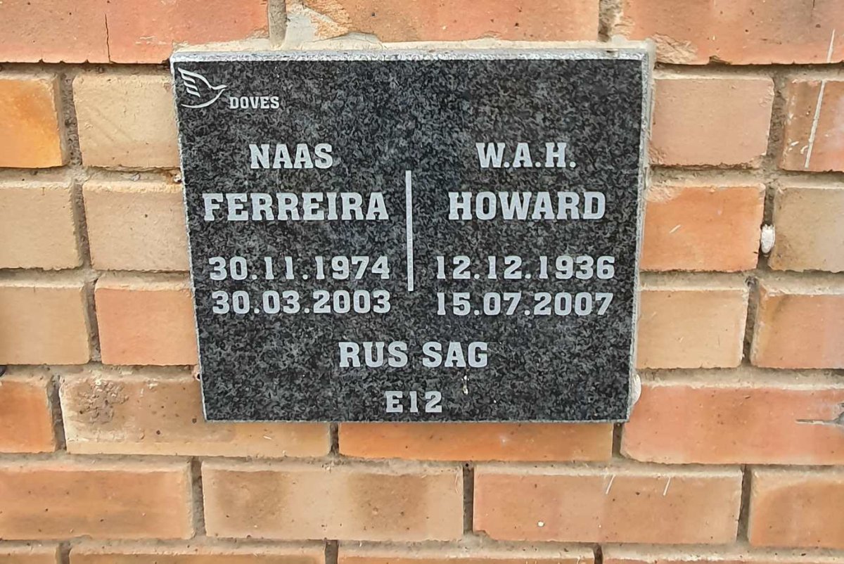 FERREIRA Naas 1974-2003 :: HOWARD W.A.H. 1936-2007