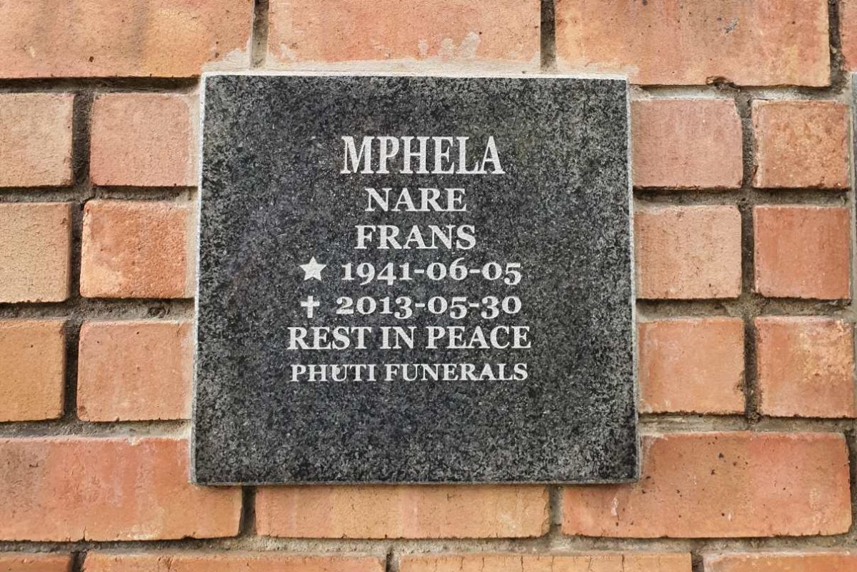 MPHELA Nare Frans 1941-2013