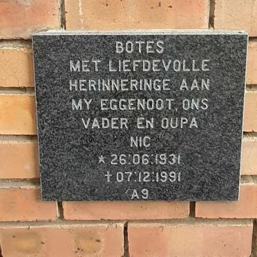 BOTES Nic 1931-1991