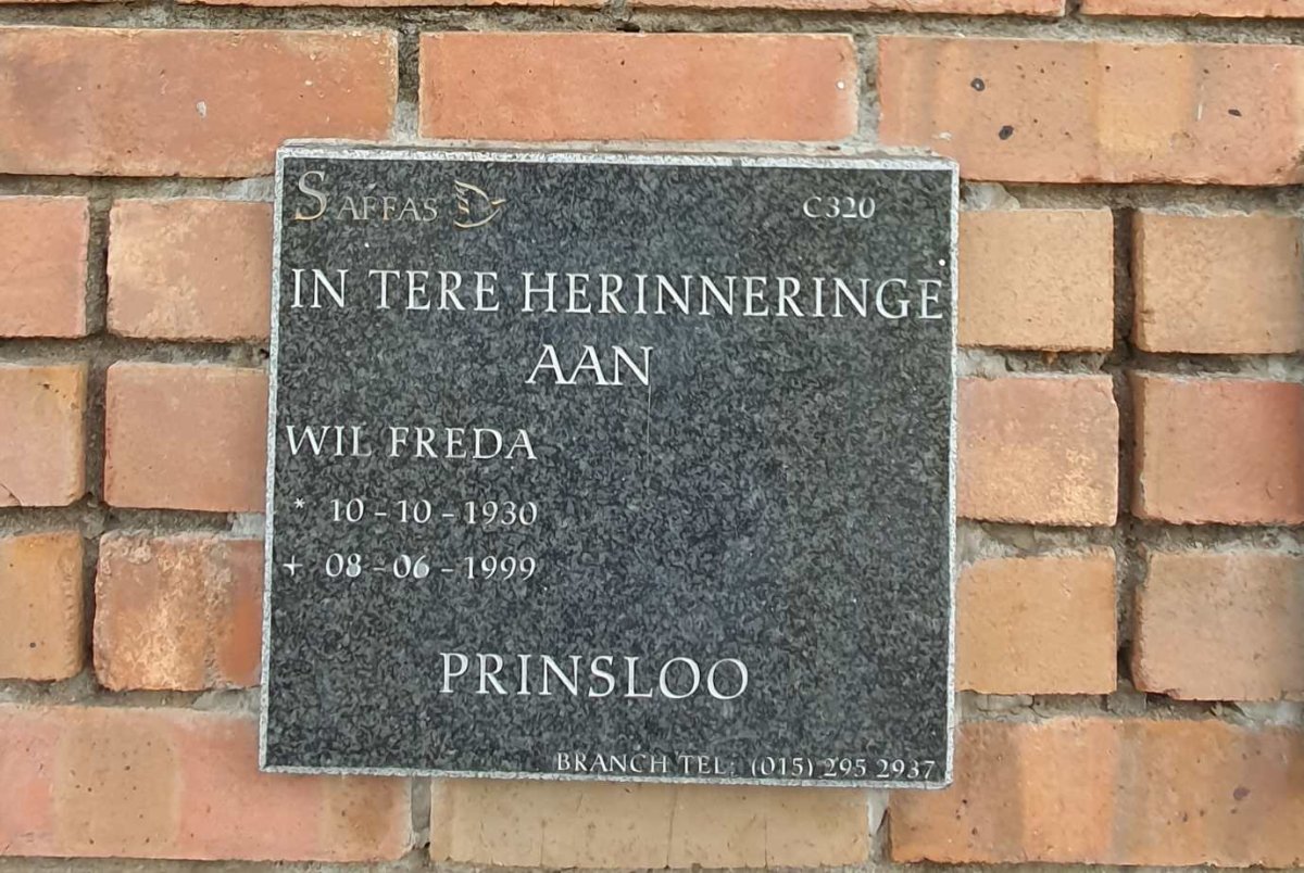 PRINSLOO Wil Freda 1930-1999