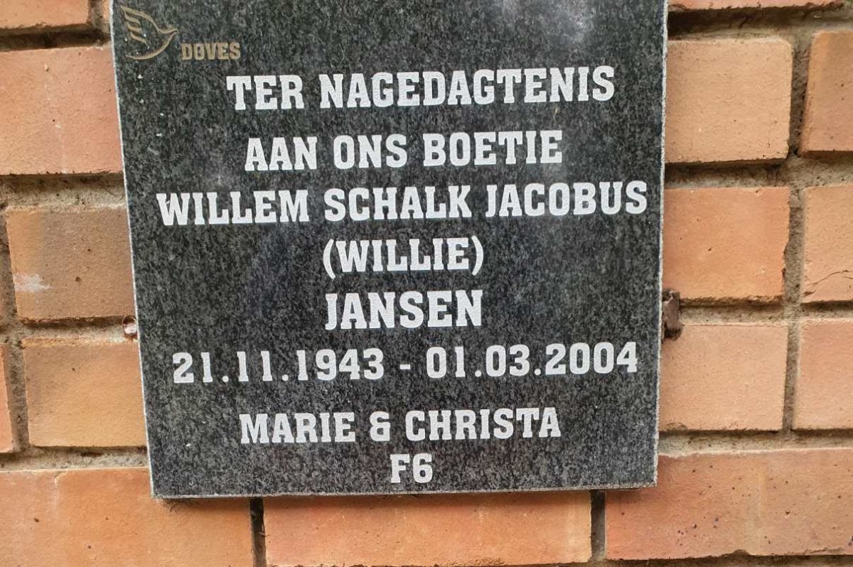 JANSEN Willem Schalk Jacobus 1943-2004