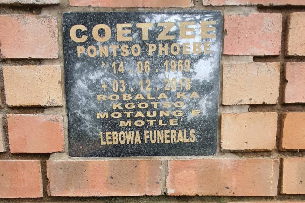 COETZEE Pontso Phoebe 1969-2018
