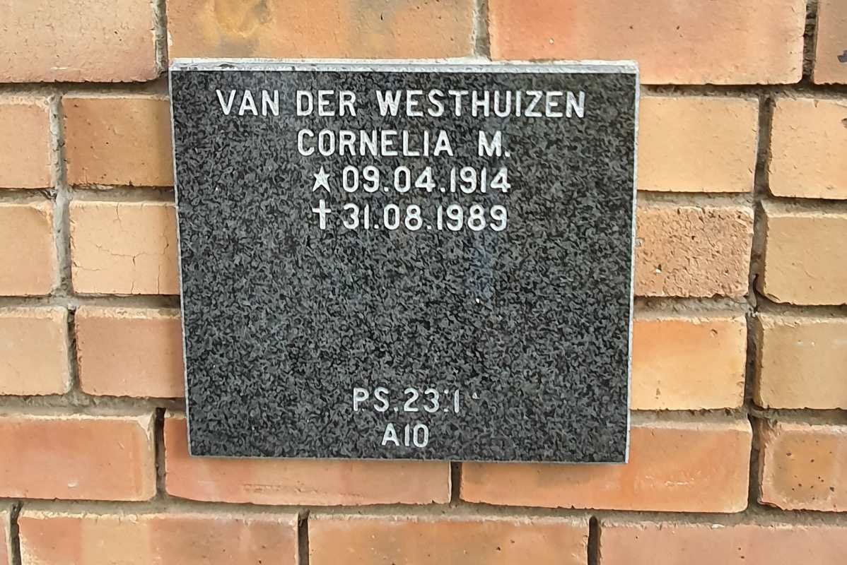 WESTHUIZEN Cornelia M., van der 1914-1989
