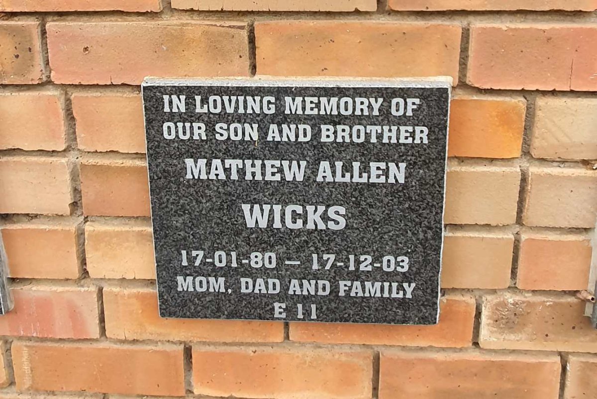WICKS Mathew Allen 1980-2003