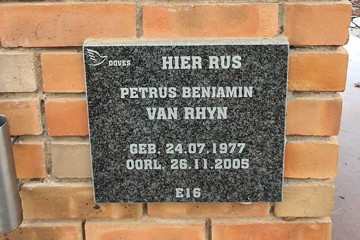 RHYN Petrus Benjamin, van 1977-2005