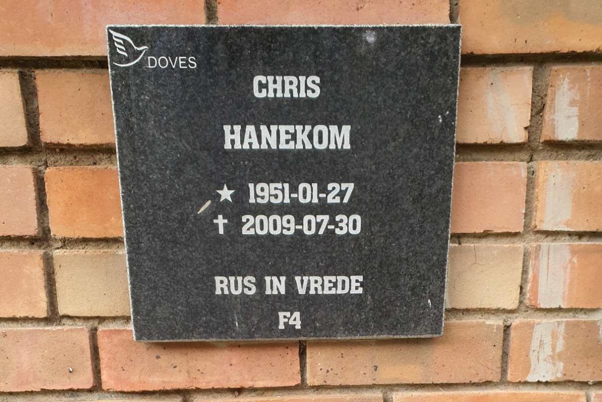 HANEKOM Chris 1951-2009