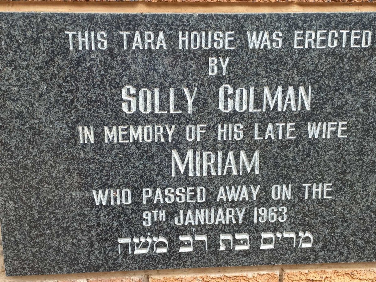 5. COLMAN Miriam -1963 memorial plaque