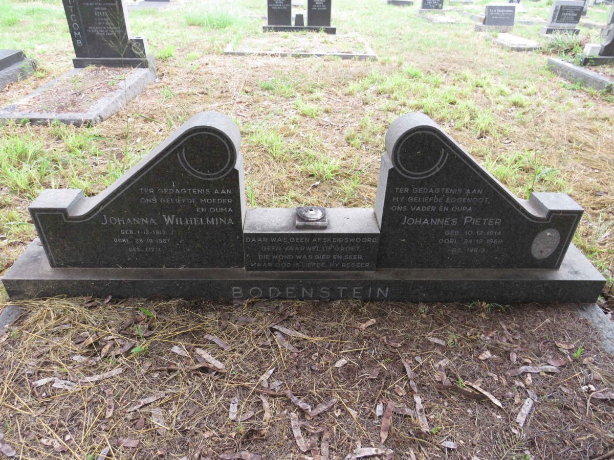 BODENSTEIN Johannes Pieter 1914-1969 & Johanna Wilhelmina 1913-1987 
