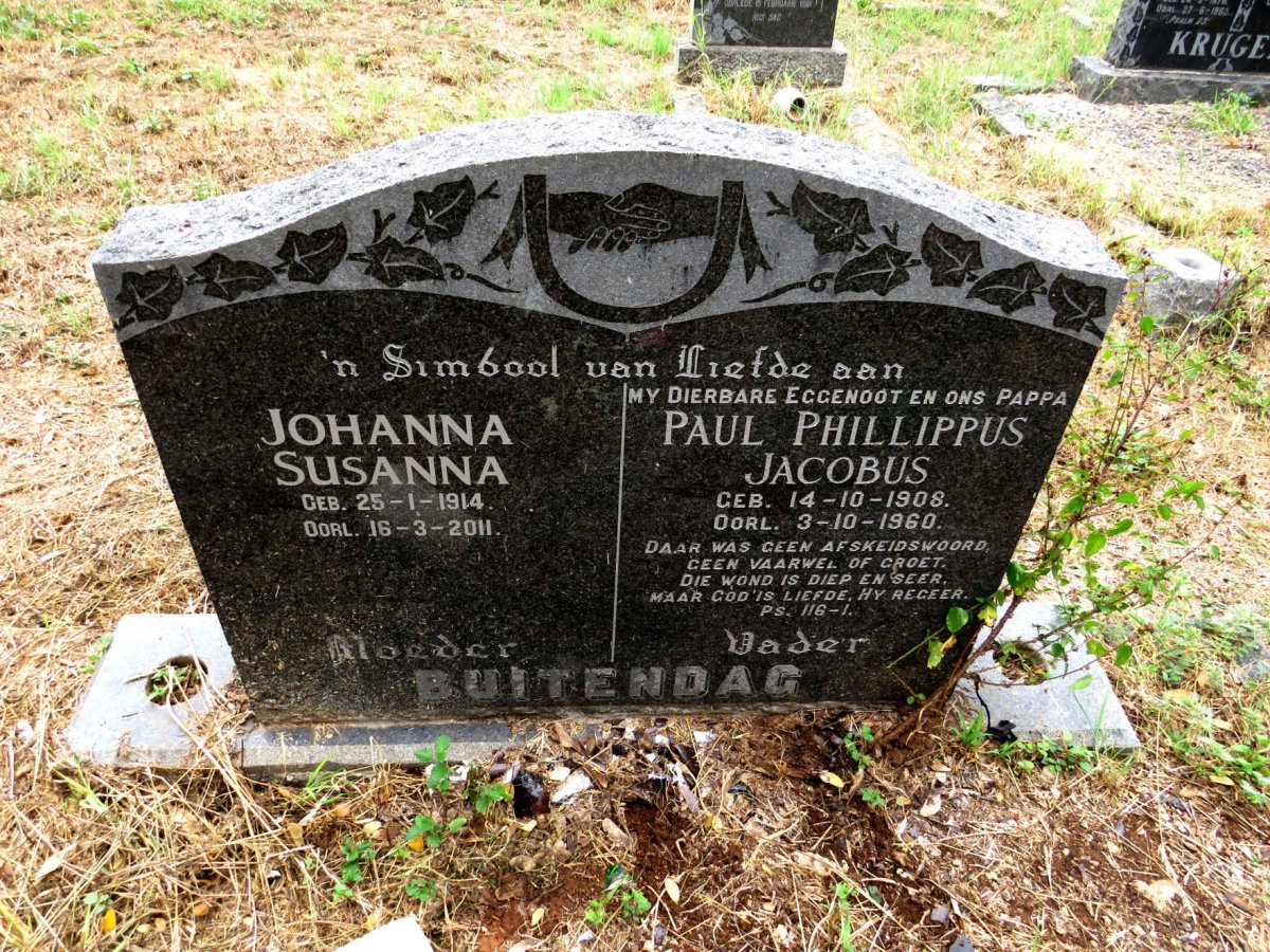 BUITENDAG Paul Phillippus Jacobus 1908-1960 & Johanna Susanna 1914-2011