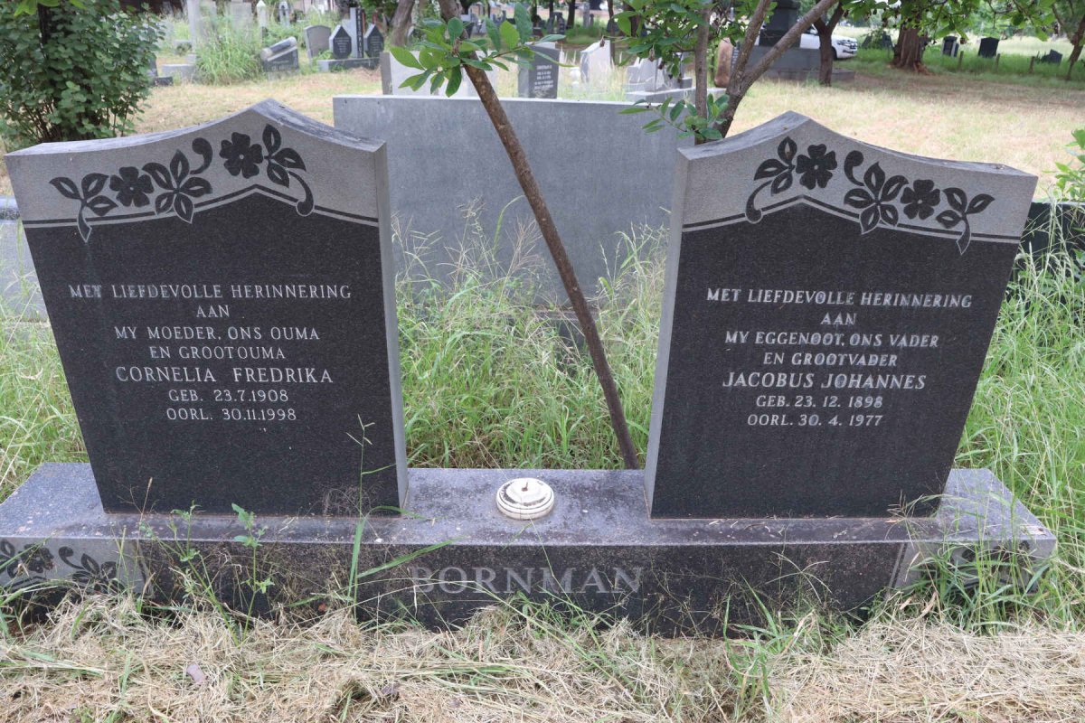 BORNMAN Jacobus Johannes 1898-1977 & Cornelia Fredrika 1908-1998
