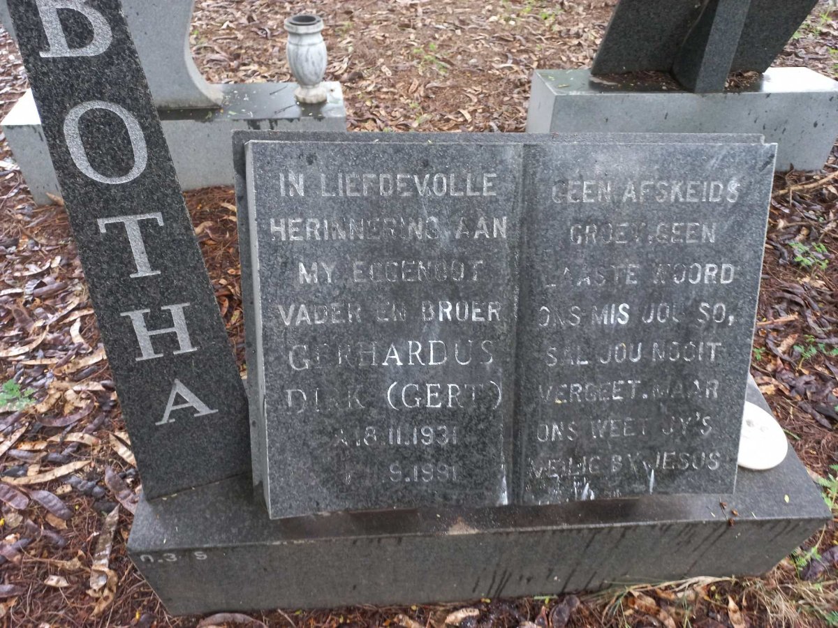 BOTHA Gerhardus Dirk 1931-1991