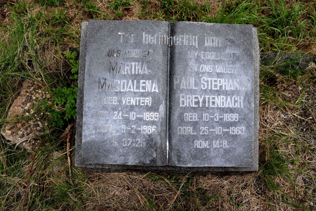 BREYTENBACH Paul Stephanus 1896-1963 & Martha Magdalena VENTER 1899-1986