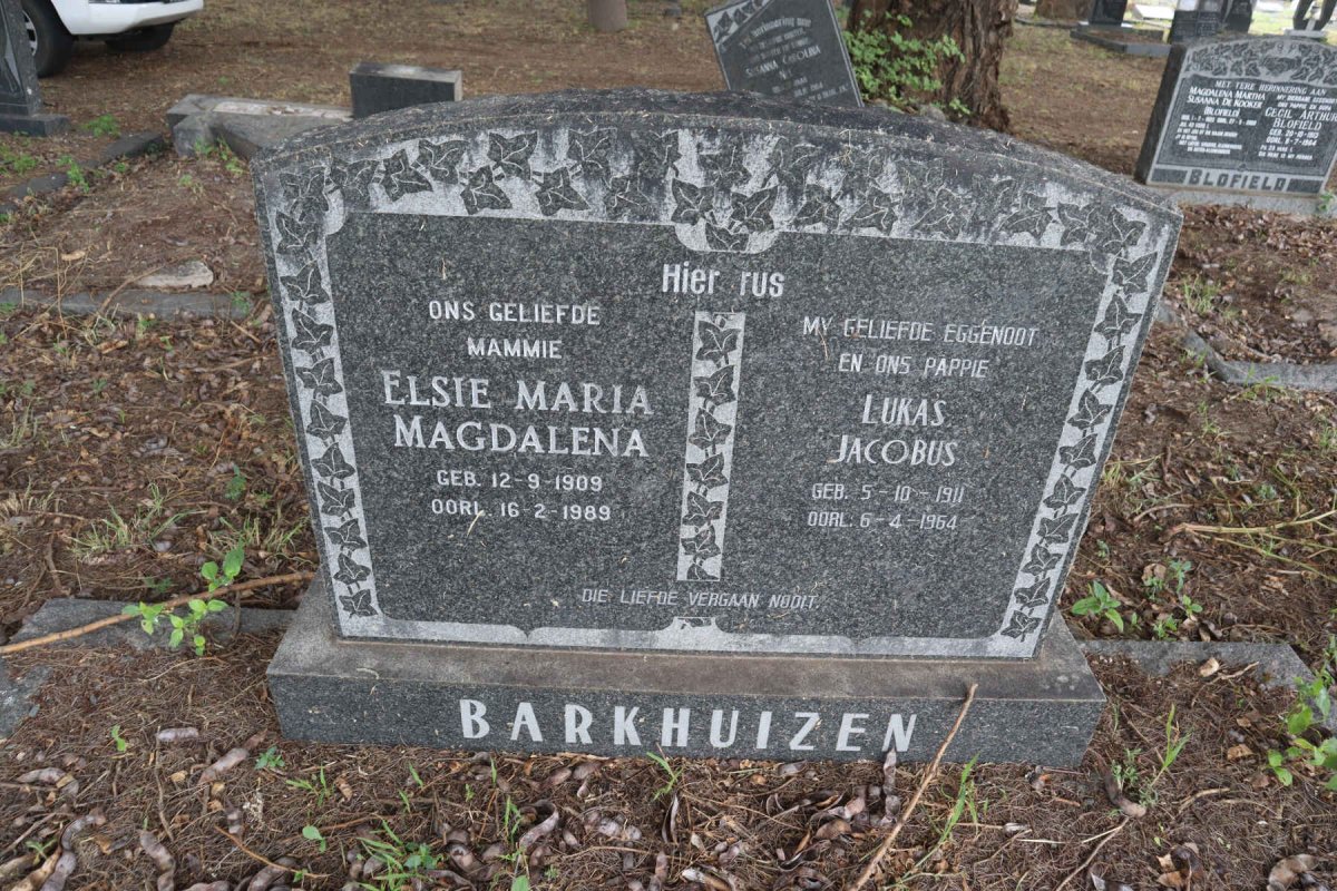 BARKHUIZEN Lukas Jacobus 1911-1964 & Elsie Maria Magdalena 1909-1989