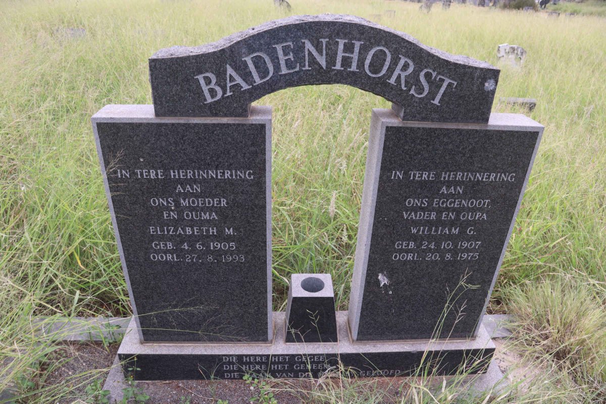 BADENHORST William G. 1907-1975 & Elizabeth M. 1905-1993