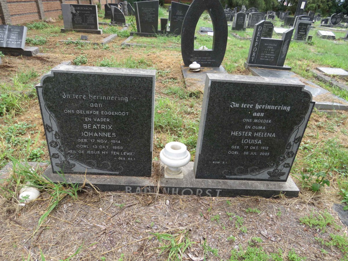 BADENHORST Beatrix Johannes 1914-1969 & Hester Helena Louisa 1912-2005