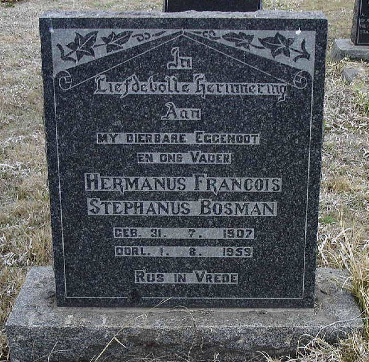 BOSMAN Hermanus Francois Stephanus 1907-1959