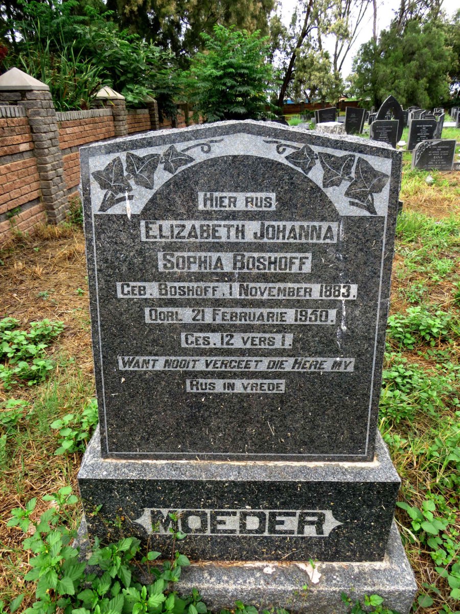 BOSHOFF Elizabeth Johanna Sophia nee BOSHOFF 1883-1950