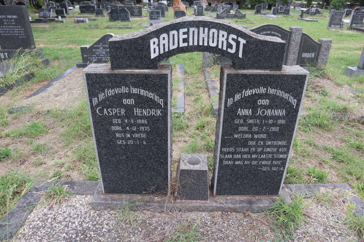 BADENHORST Casper Hendrik 1886-1975 & Anna Johanna nee SMITH 1881-1968