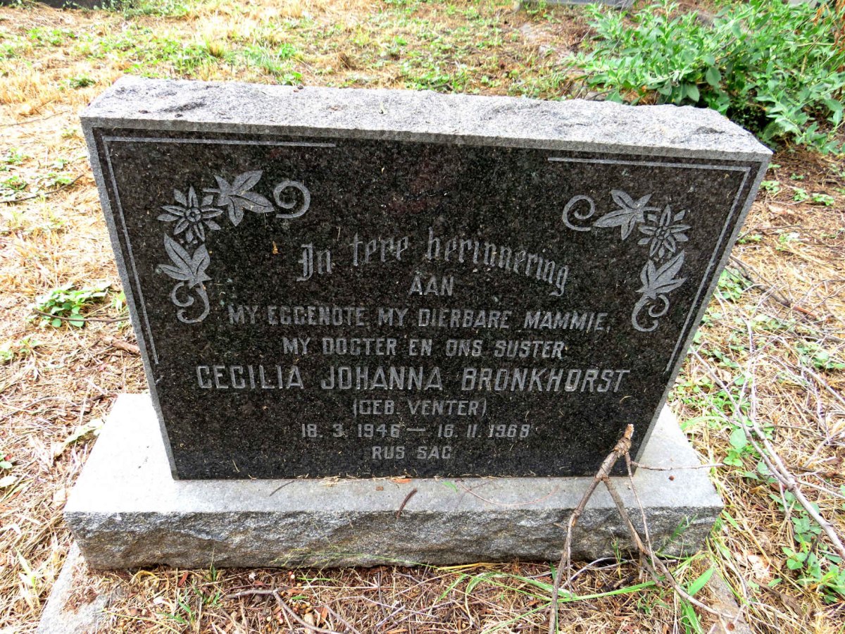 BRONKHORST Cecilia Johanna nee VENTER 1946-1968