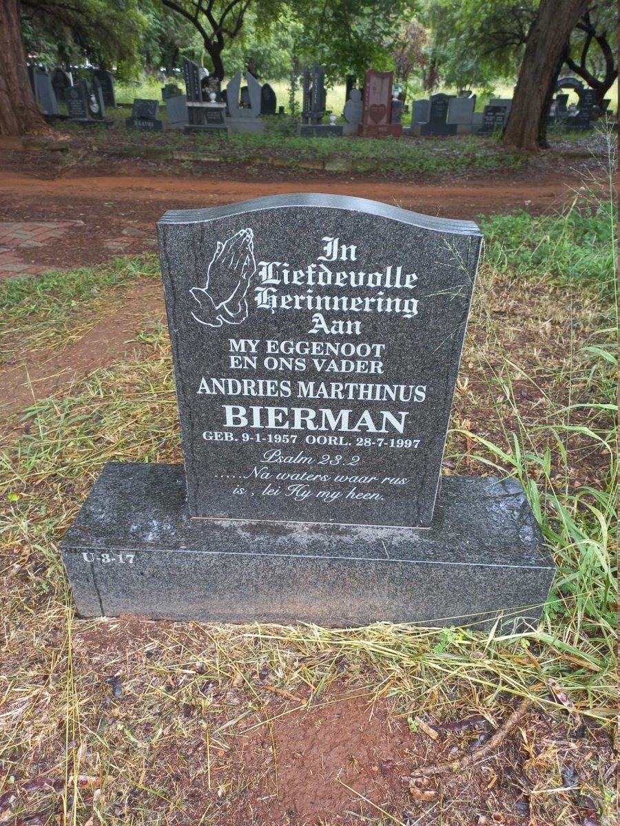 BIERMAN Andries Marthinus 1957-1997