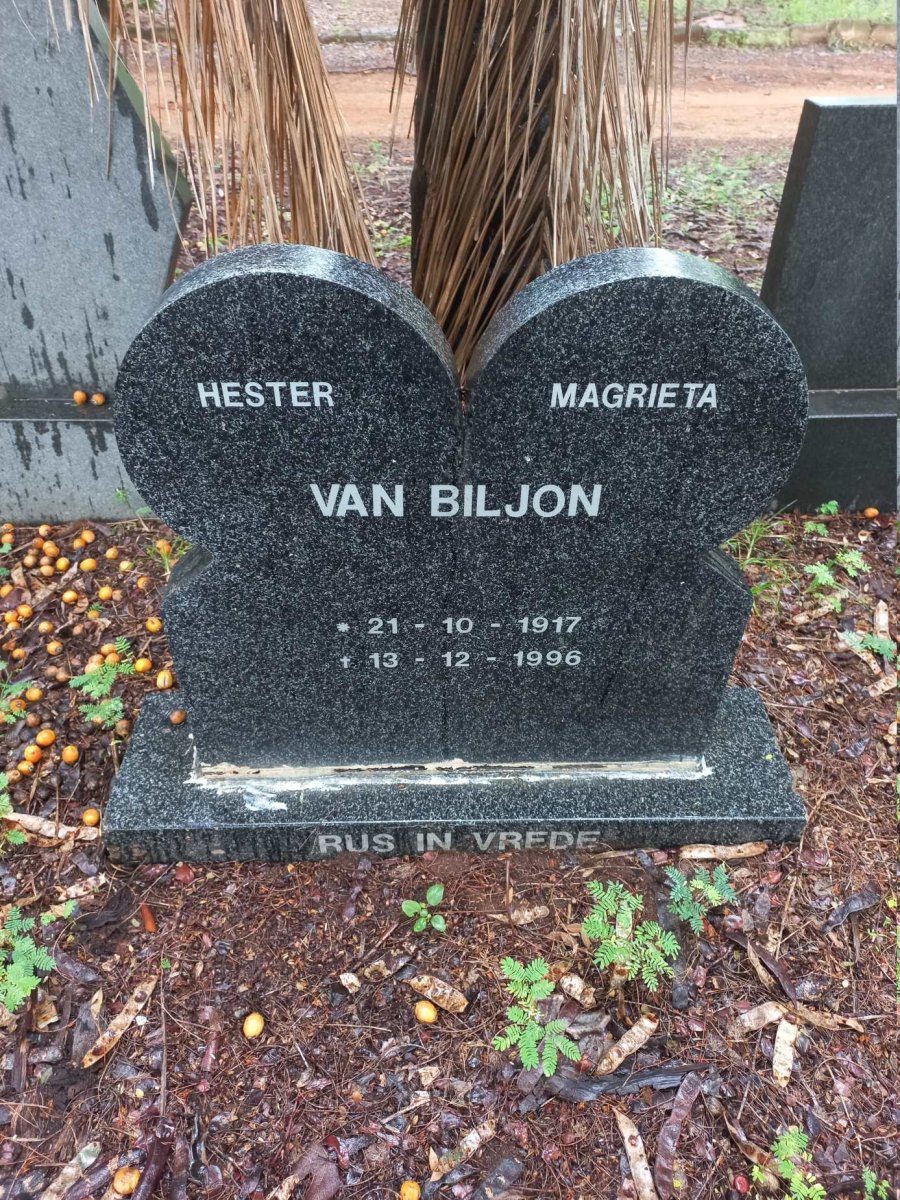 BILJON Hester Magrieta, van 1917-1996