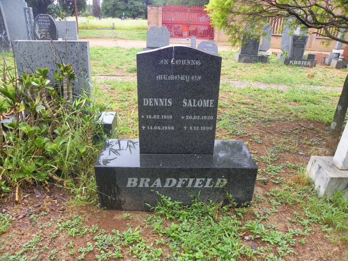 BRADFIELD Dennis 1919-1998 & Salome 1920-1999