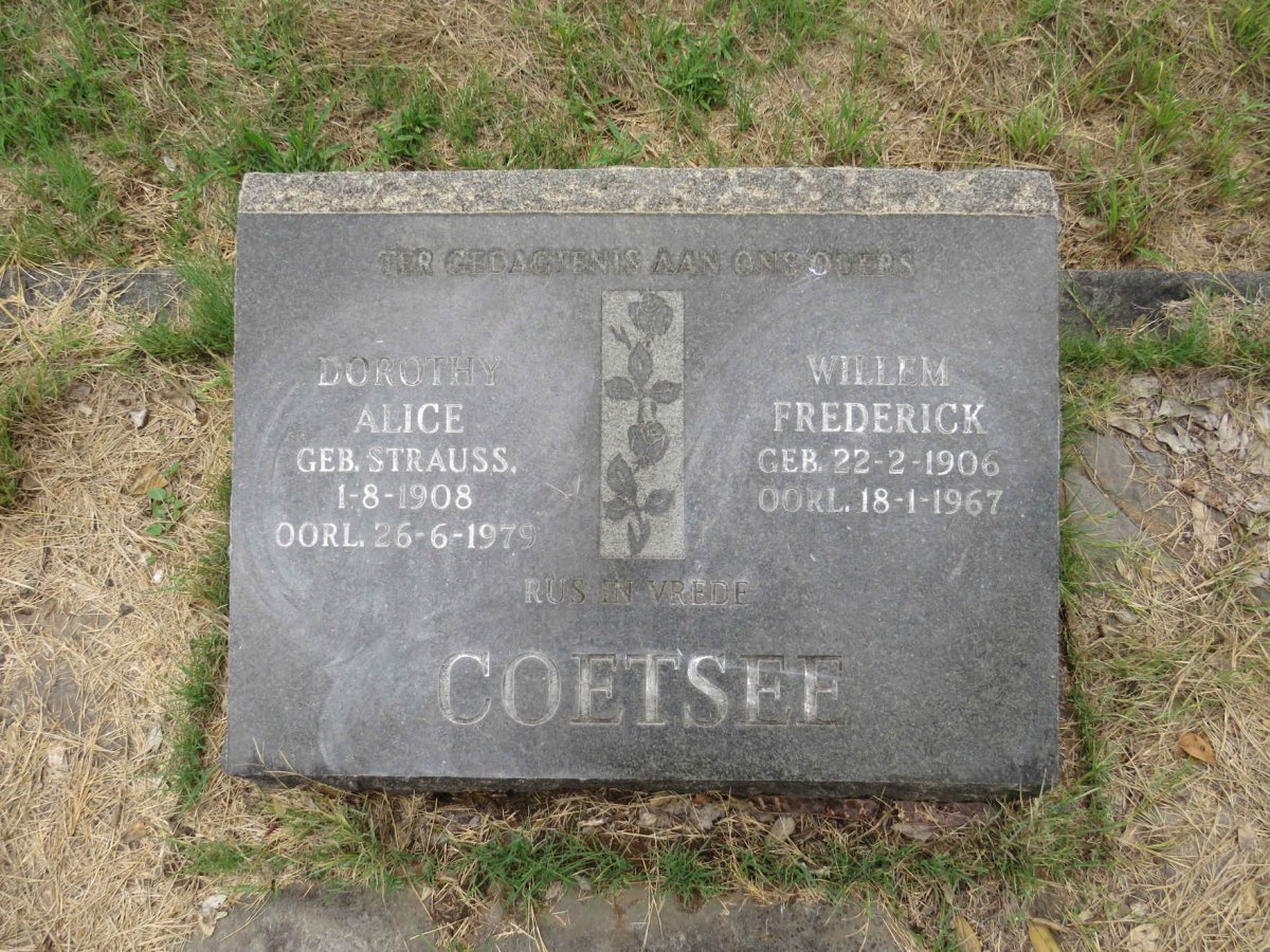 COETSEE Willem Frederick 1906-1967 & Dorothy Alice STRAUSS 1908-1979