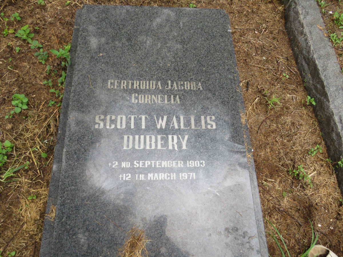 DUBERY Gertruida Jacoba Cornelia, former WALLIS nee SCOTT 1903-1971