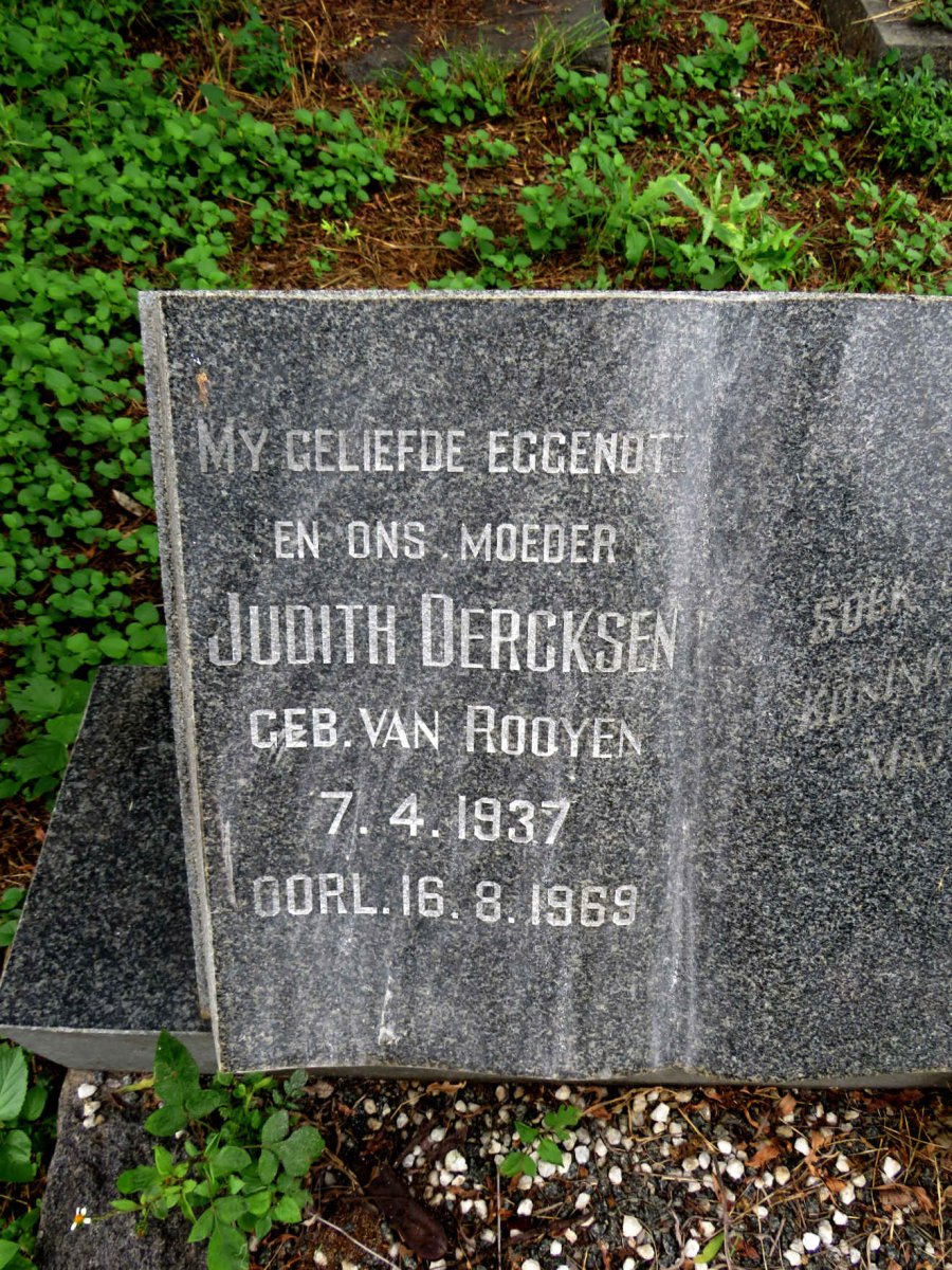 DERCKSEN Judith nee VAN ROOYEN 1937-1969