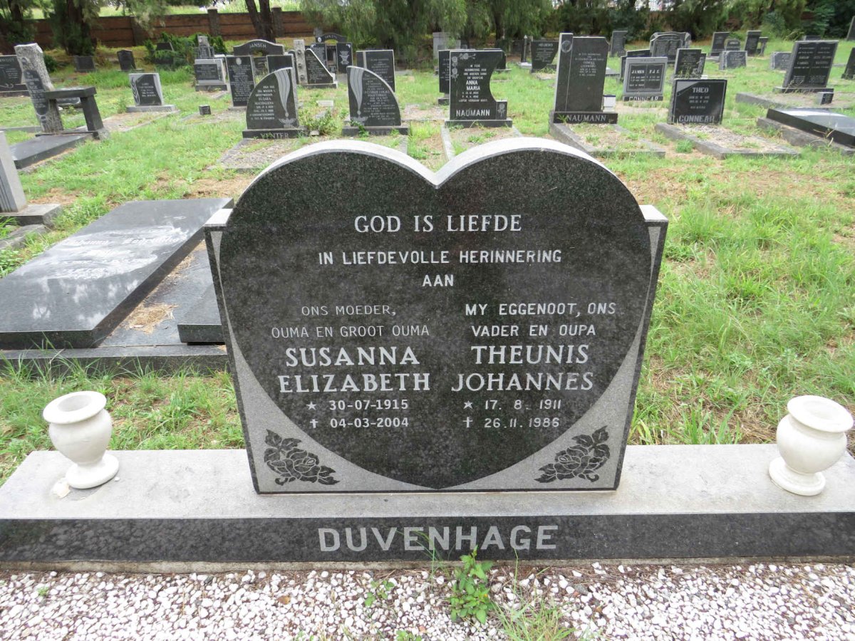 DUVENHAGE Theunis Johannes 1911-1986 & Susanna Elizabeth 1915-2004