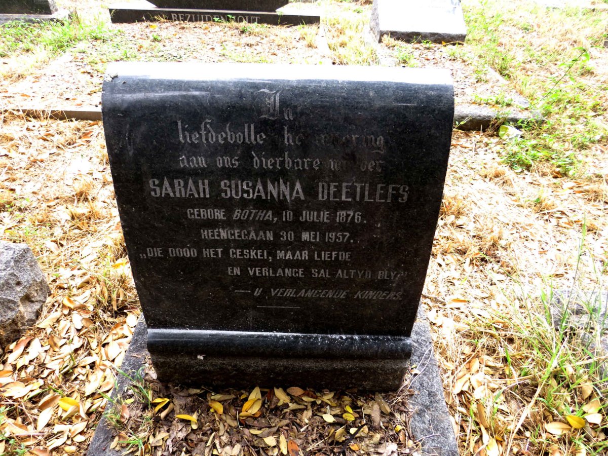 DEETLEFS Sarah Susanna nee BOTHA 1876-1957