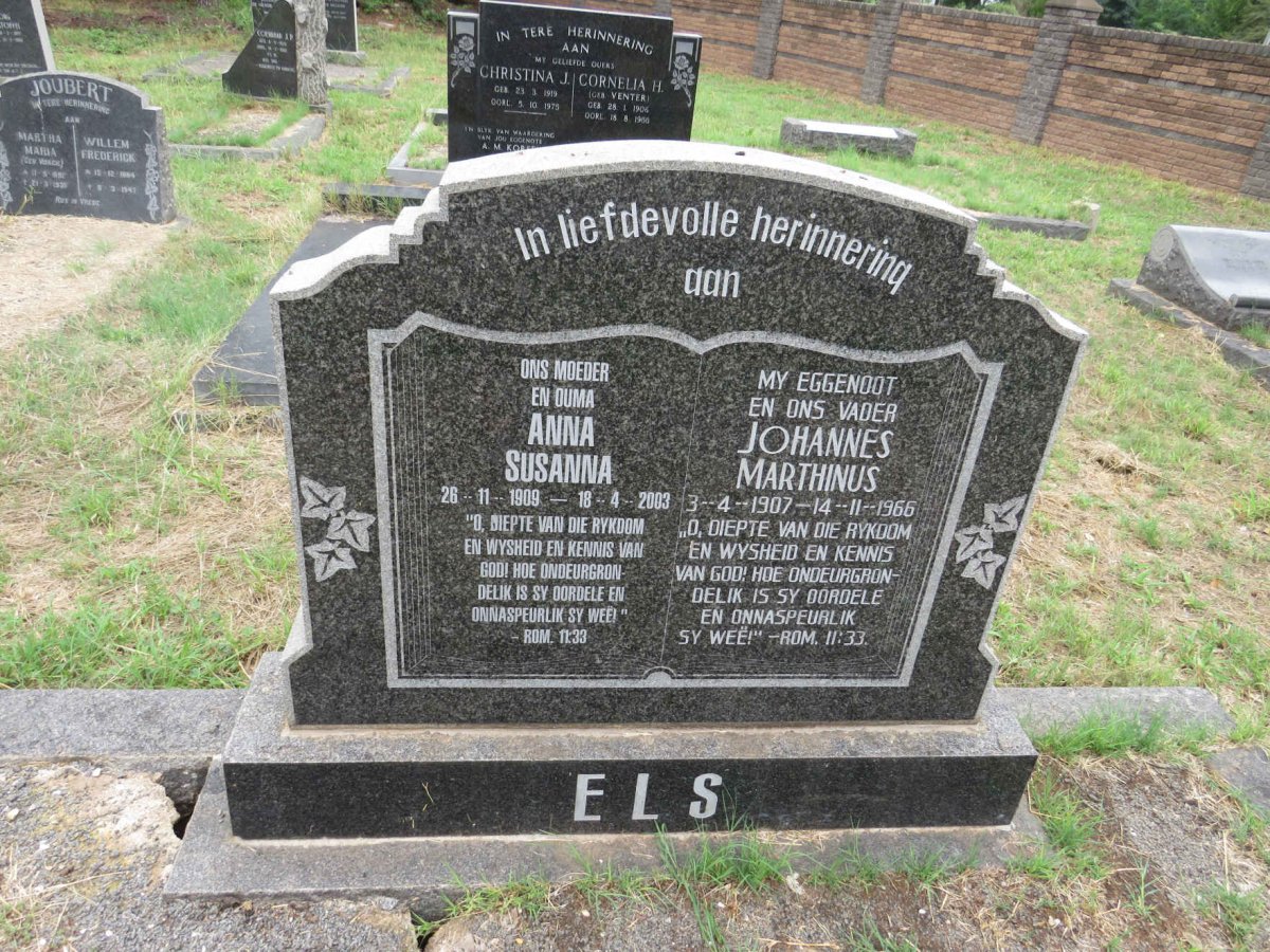 ELS Johannes Marthinus 1907-1966 & Anna Susanna 1909-2003