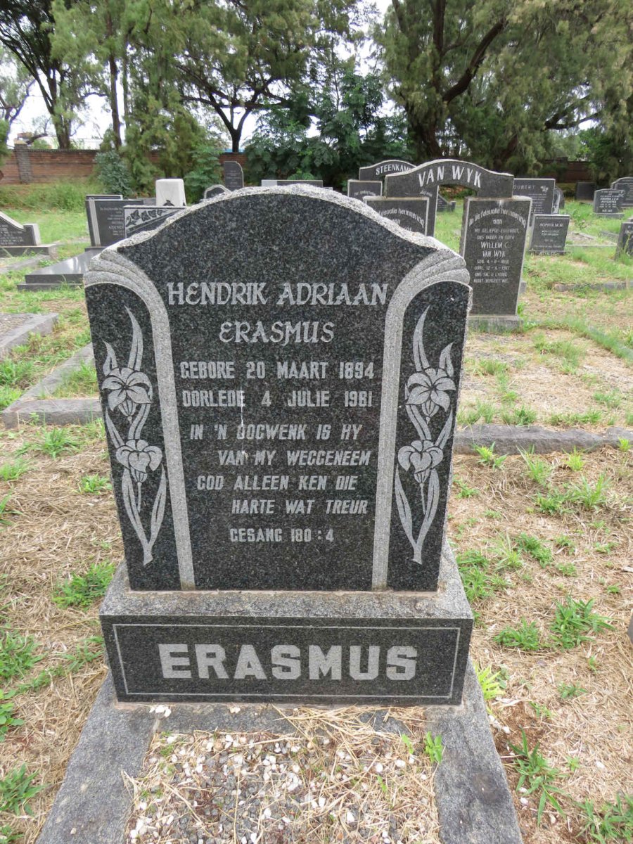 ERASMUS Hendrik Adriaan Erasmus 1894-1981