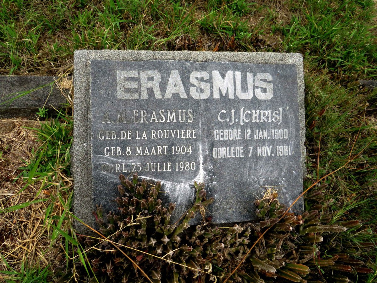 ERASMUS C.J. 1900-1961 & A.M. nee DE LA ROUVIERE 1904-1980 