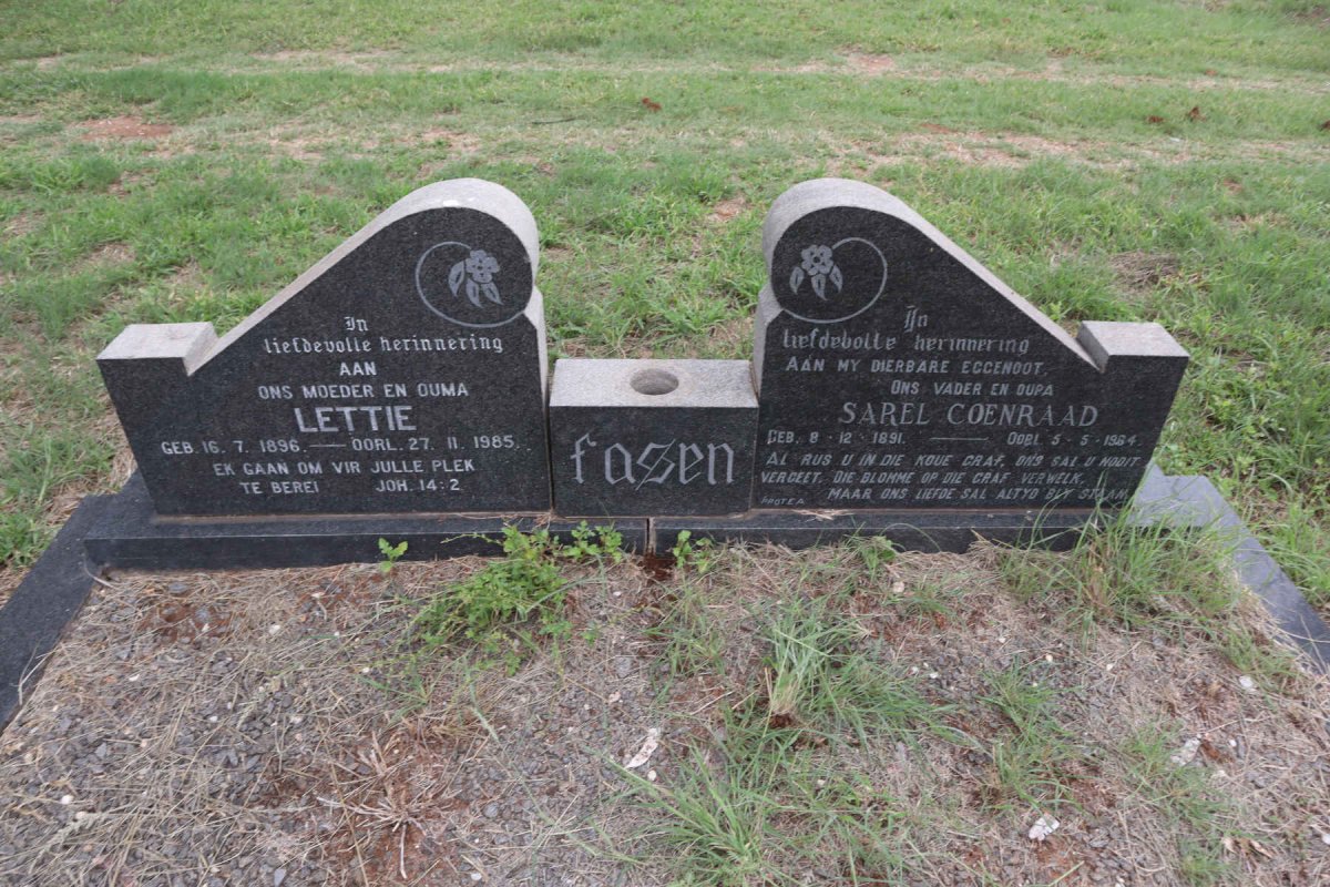 FASEN Sarel Coenraad 1891-1964 & Lettie 1896-1985