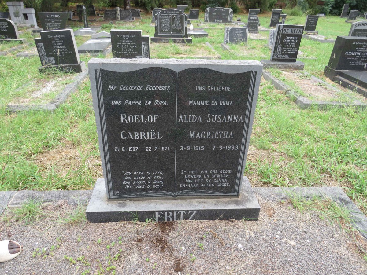 FRITZ Roelof Gabriel 1907-1971 & Alida Susanna Magrietha 1915-1993
