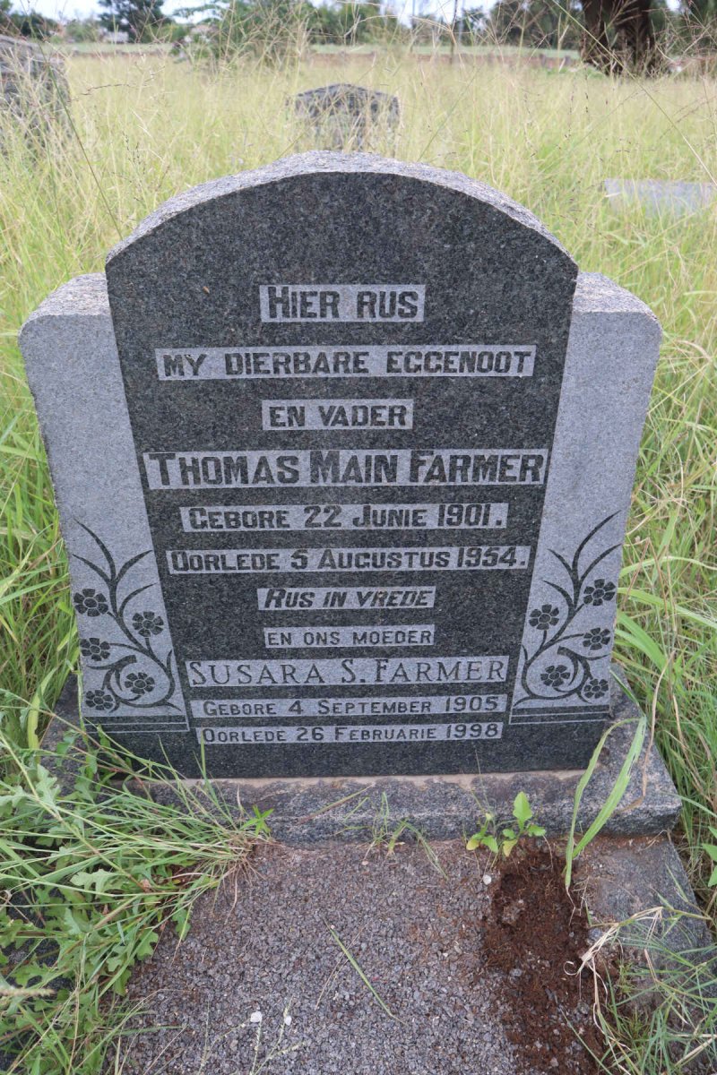 FARMER Thomas Main 1901-1954 & Susara S. 1905-1998