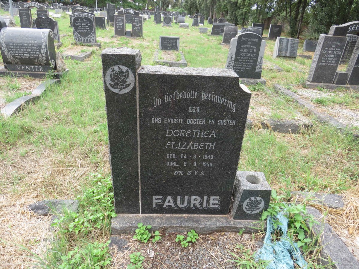 FAURIE Dorethea Elizabeth 1940-1958