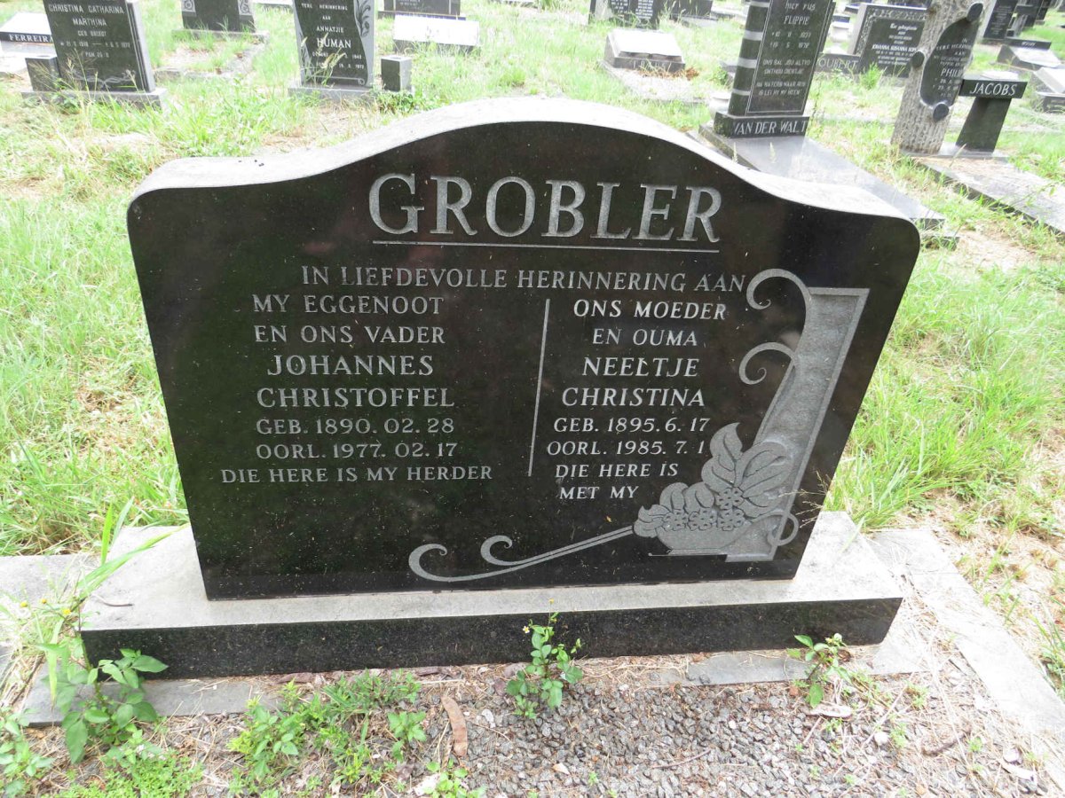 GROBLER Johannes Christoffel 1890-1977 & Neeltje Christina 1895-1985