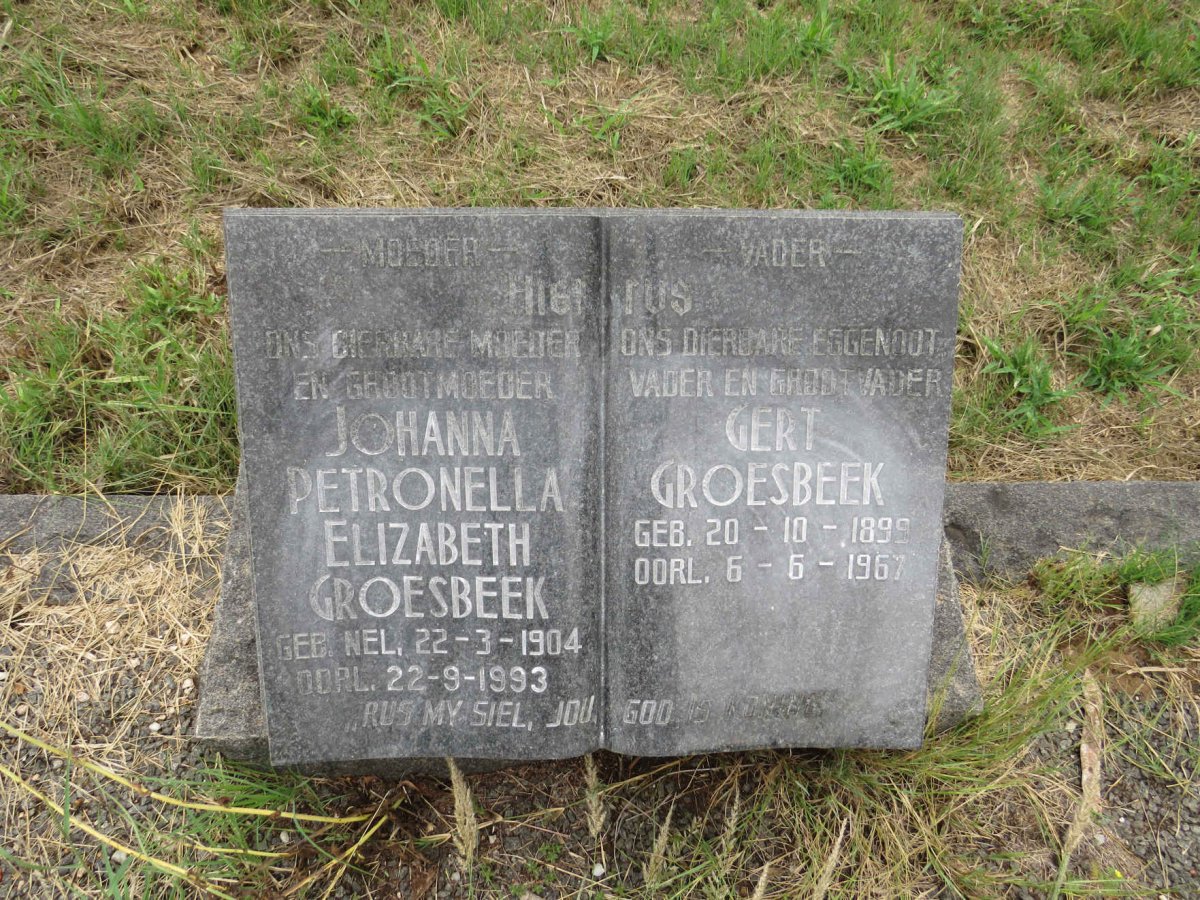 GROESBEEK Gert 1899-1967 & Johanna Petronella Elizabeth NEL 1904-1993
