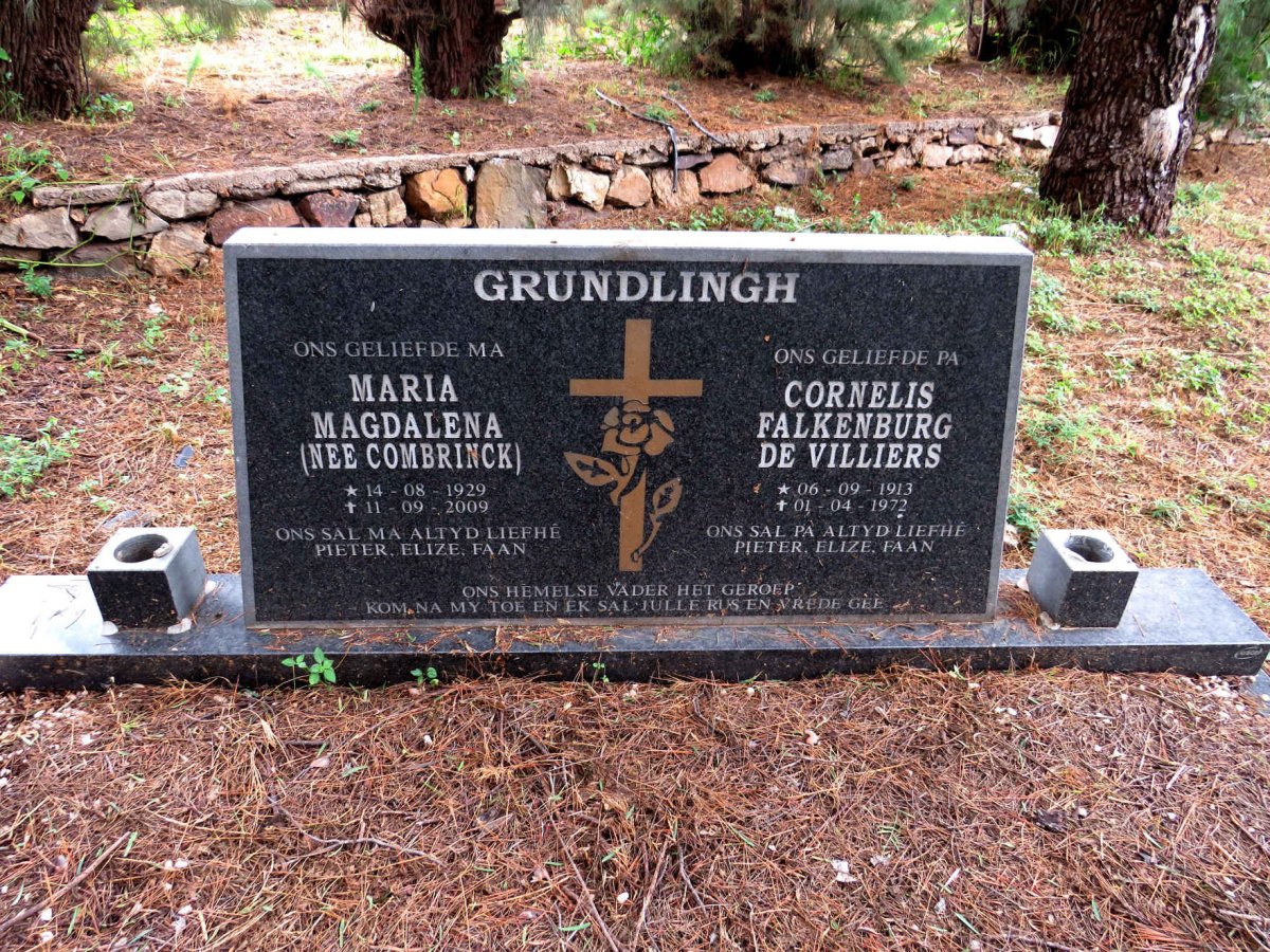 GRUNDLINGH Cornelis Falkenburg de Villiers 1913-1972 & Maria Magdalena COMBRINCK 1929-2009