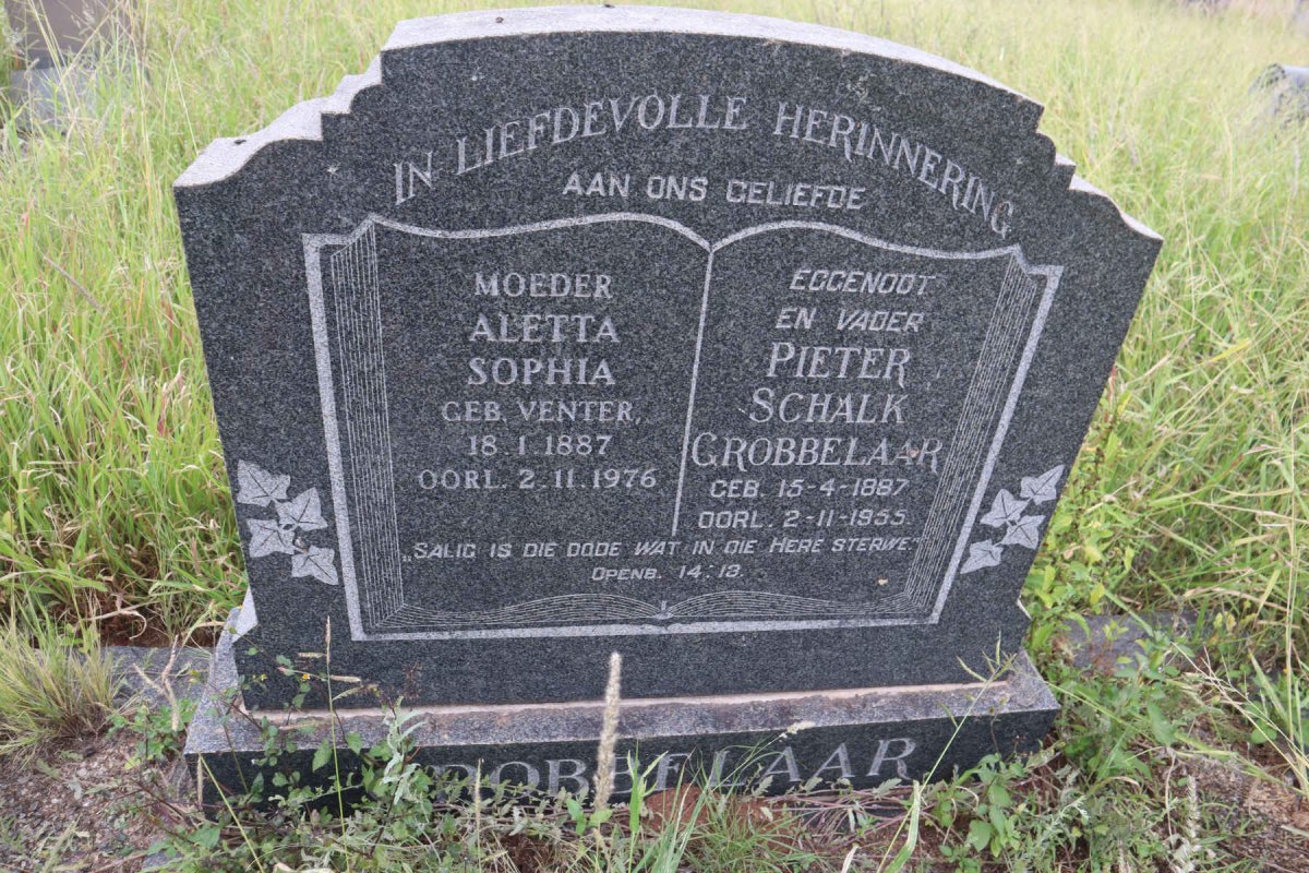 GROBBELAAR Pieter Schalk 1887-1955 & Aletta Sophia nee VENTER 1887-1976