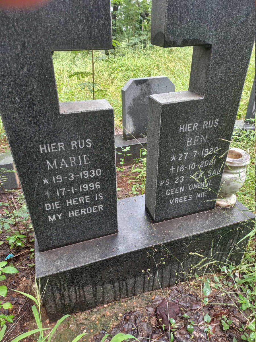 GROBLER Ben 1920-2001 & Marie 19930-1996
