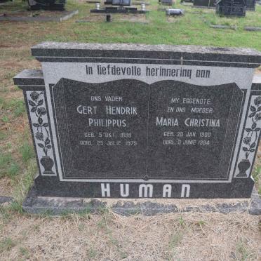 HUMAN Gert Hendrik Philippus 1899-1975 & Maria Christina 1900-1964