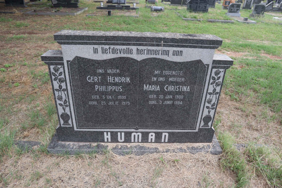 HUMAN Gert Hendrik Philippus 1899-1975 & Maria Christina 1900-1964