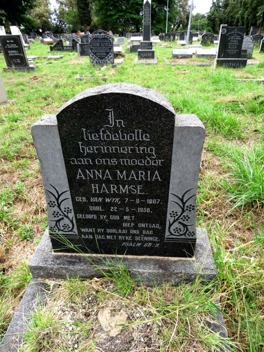 HARMSE Anna Maria nee VAN WYK 1867-1958