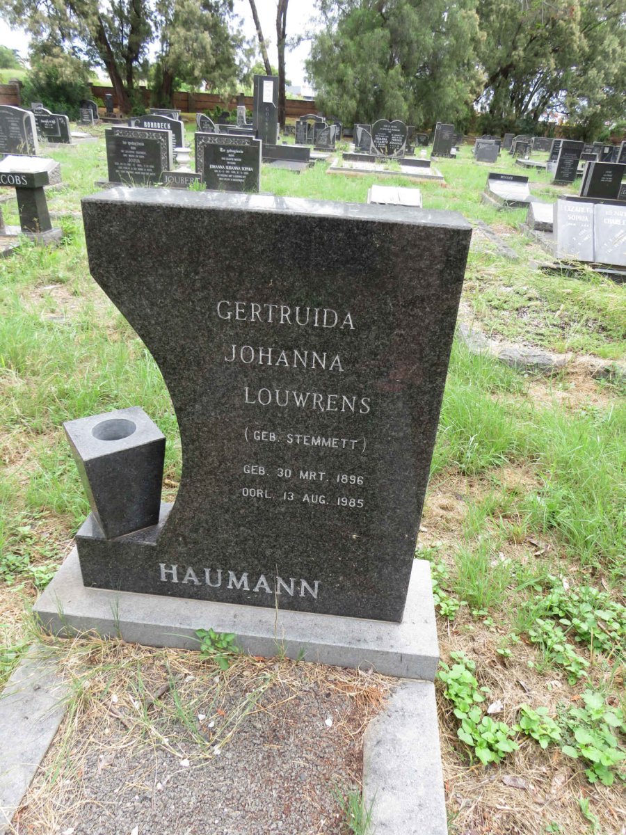 HAUMANN Gertruida Johanna Louwrens nee STEMMETT 1896-1985