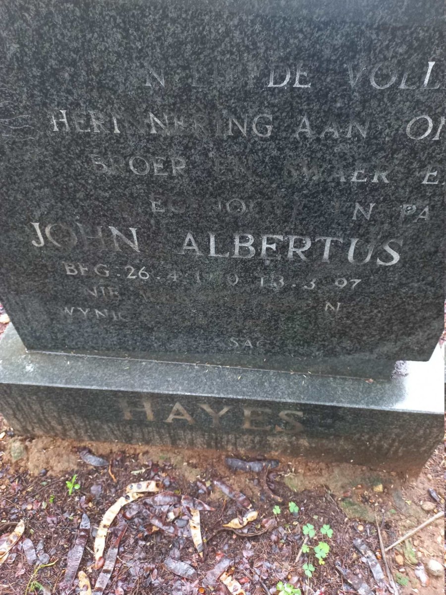 HAYES John Albertus 1970-1997