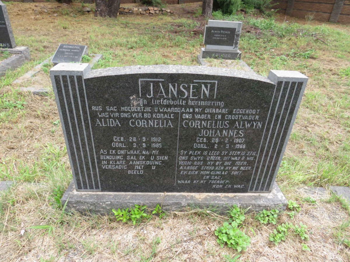 JANSEN Cornelius Alwyn Johannes 1907-1966 & Alida Cornelia 1912-1985