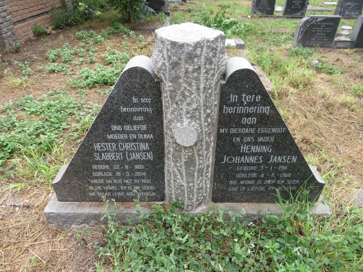 JANSEN Henning Johannes 1911-1968 & Hester Christina nee SLABBERT 1921-2014